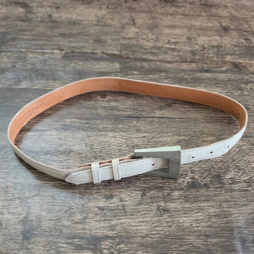 MZ Accessories of New York Belt Womens Small Cream Genuine Snake Skin Geometric